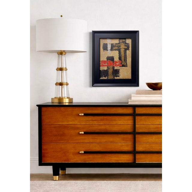 This original mixed-media abstract painting by J. Kent Martin is inspired by aerial views of farmland and the ordered...