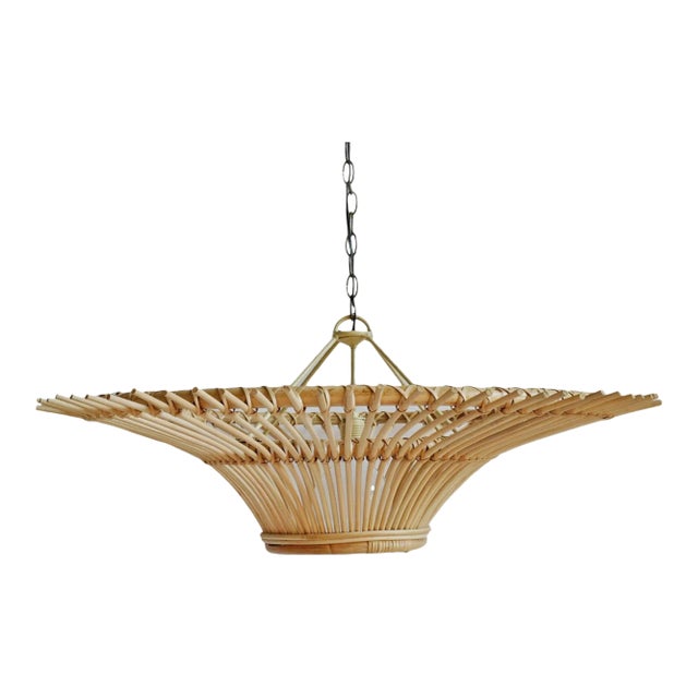 Rattan Sun Ray Pendant Light Small For Sale