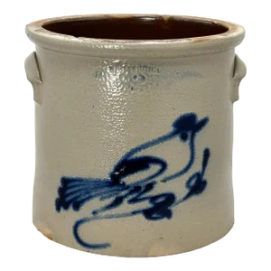 Outstanding Antique 2 Gallon American Blue Bird Decorated Stoneware Storage Jar by Whites Utica New York - Circa 1870s