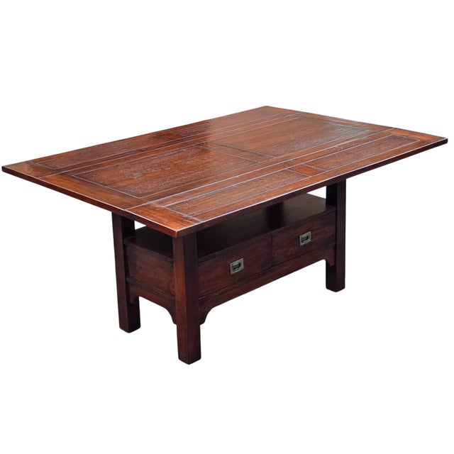 This American Craftsman–Style Rustic Oak Drop-Leaf Console / Dining Table has a substantial presence as a multifunctional...