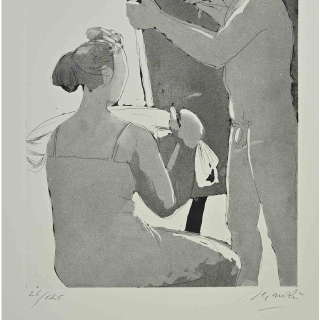 Nude is an etching, realized by Giacomo Manzù in the 1970s. Hand Signed. numbered, Edition of 26/125 prints. Very good...