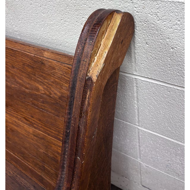 Late 19th Century Antique Victorian Gothic Style Solid Oak Church Pew For Sale - Image 5 of 9