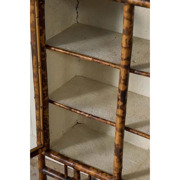 Brown 19th Century Tortoise Bamboo 2-Door Glass Front Cabinet For Sale - Image 8 of 10