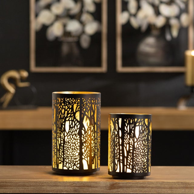 Forest Trees Punched Metal Candle Holder (Set of 2) For Sale - Image 9 of 9