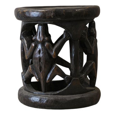 Vintage Baule Wood Side Table For Sale