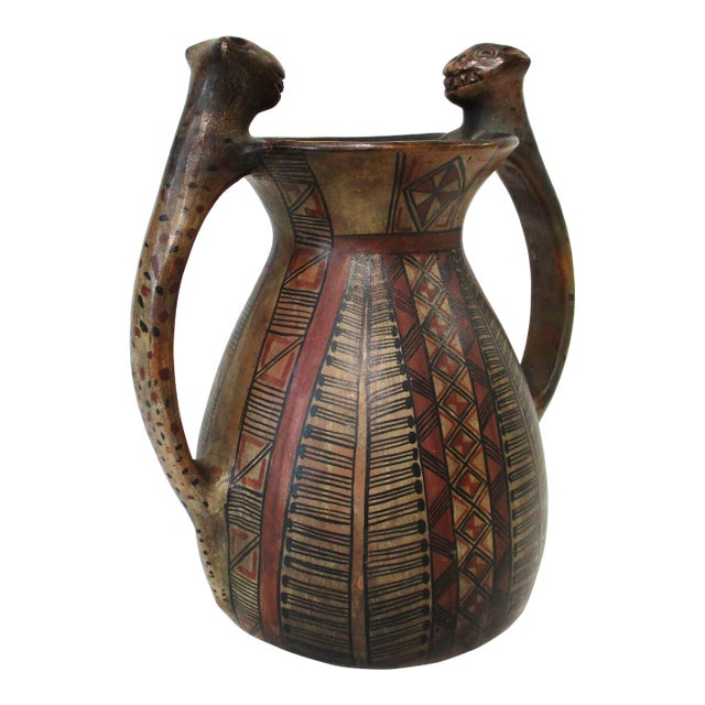 Colombian Pottery Cat / Feline Vase For Sale
