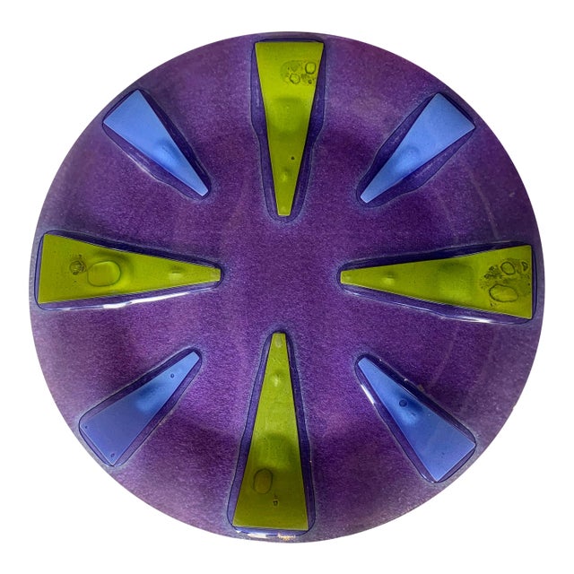 Original Vintage Purple Higgins Art Glass Plate For Sale