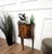 Art Deco Italian Demilune Night Stand in Marquetry Inlay Burl Wood, 1940s For Sale - Image 4 of 10