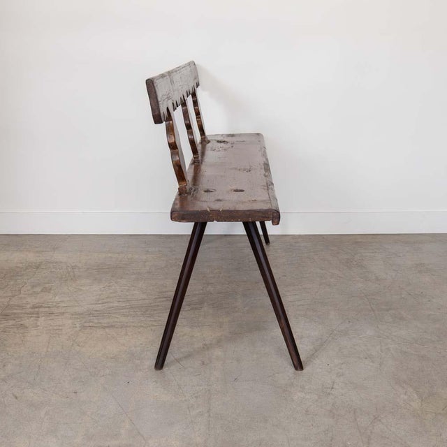 Wood Italian Brutalist Carved Wood Bench For Sale - Image 7 of 11