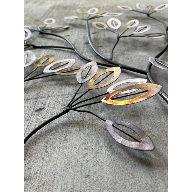 Metal Curtis Jere-Style Large Gold Amber Toned Tree of Life Wall Hanging Sculpture For Sale - Image 7 of 11