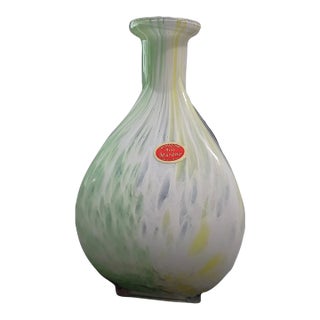 Vintage MCM Lavorazione Arte by Murano Speckled Multicolor Glass Vase For Sale
