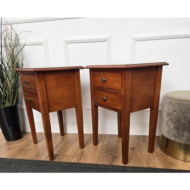 Italian Rustic Country Wood Nightstands, Tuscany, 1970s, Set of 2 For Sale - Image 10 of 11