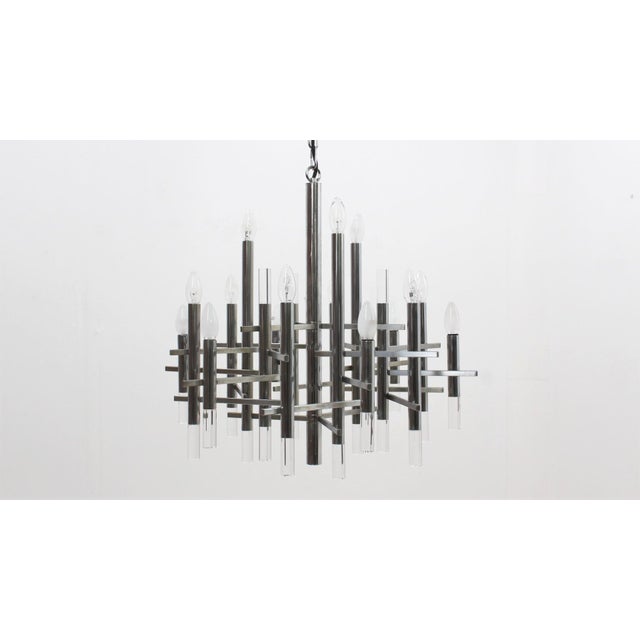 Acrylic Glass and Chrome Chandelier from Gaetano Sciolari, 1970s For Sale - Image 10 of 10