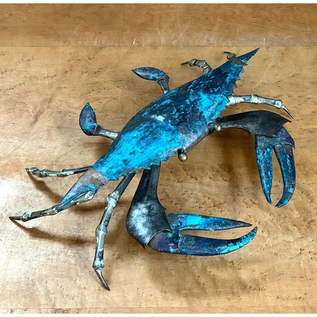 Vintage Patinated Metal Crab Figure For Sale - Image 11 of 12