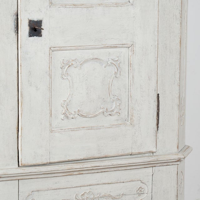 White Early 19th Century Swedish White Painted Oak Single Door Armoire For Sale - Image 8 of 13
