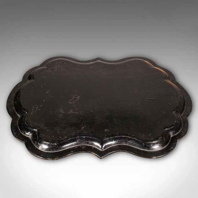 1900s Antique Victorian Japanned Chinoiserie Serving Tray For Sale - Image 4 of 10