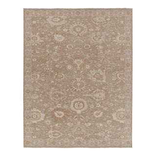 Rug & Kilim’s Oushak-Inspired Rug in Beige and Cream Floral Patterns For Sale