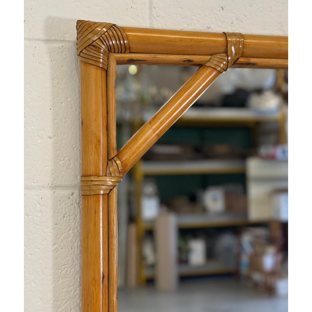 Bamboo and Leather Mirror, 1970s For Sale - Image 9 of 12