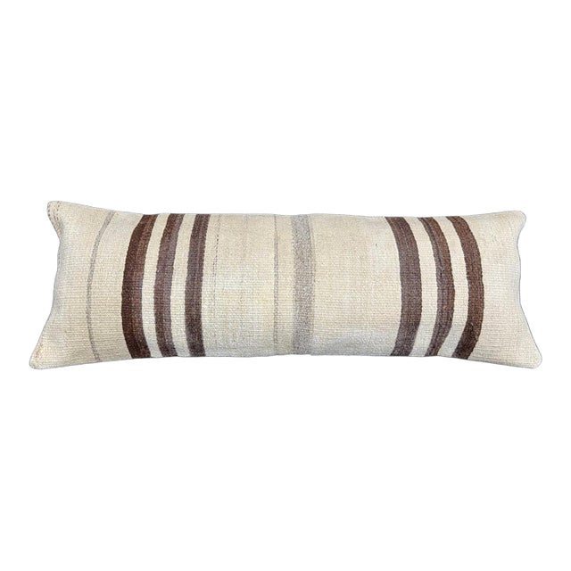 Turkish Hemp Pillow Cushion Natural Beige Brown Cushion Cover 14x40 For Sale
