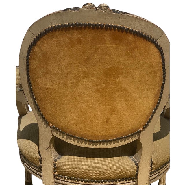 1930s 1930s Vintage French Provincial Fauteuil Chair With Floral Needlepoint Design For Sale - Image 5 of 12