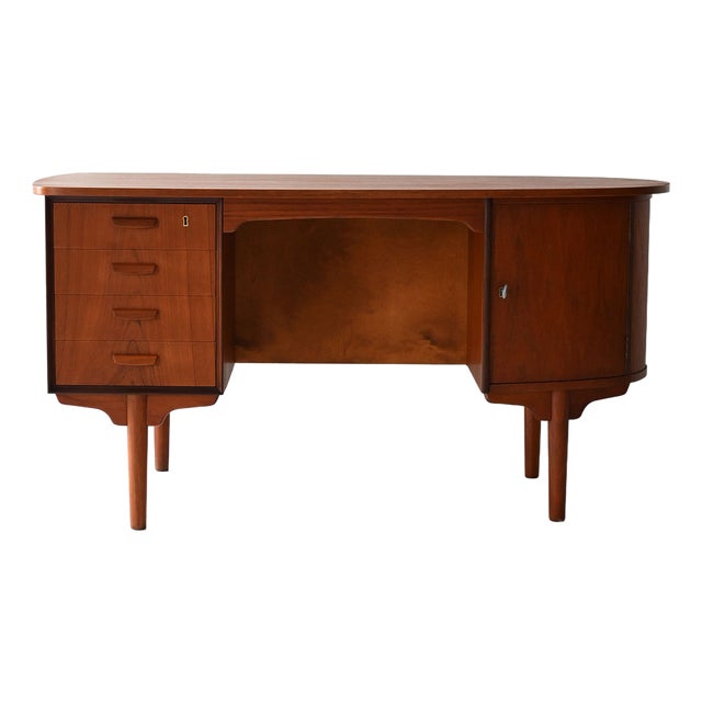 Oval Teak Desk, 1960s For Sale