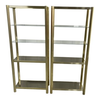Brass Plated Etageres Attributed to Romeo Rega - a Pair For Sale