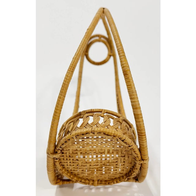 Mid 20th Century Woven Wicker Bottle Holder Wine Caddy For Sale - Image 5 of 7