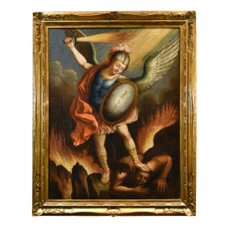Juan Pedro López, Saint Michael the Archangel, 1760, Oil on Canvas, Framed For Sale