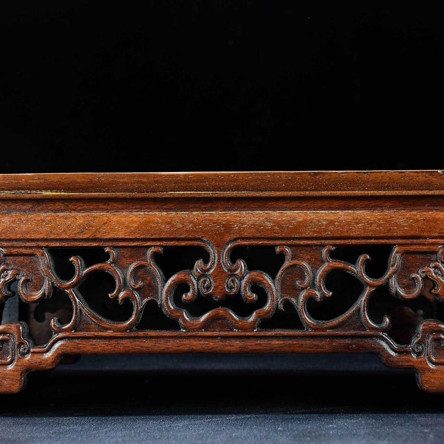 Wood Vintage Chinese Huali Rosewood Inlaid "Magpie on Plum" Tea Table / Display Stand For Sale - Image 7 of 9