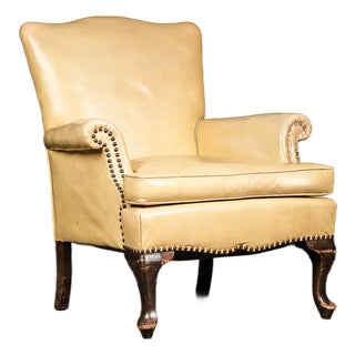 Vintage Canary Yellow Leather Armchair For Sale