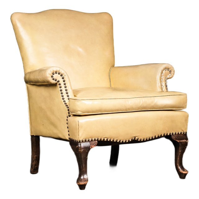 Vintage Canary Yellow Leather Armchair For Sale