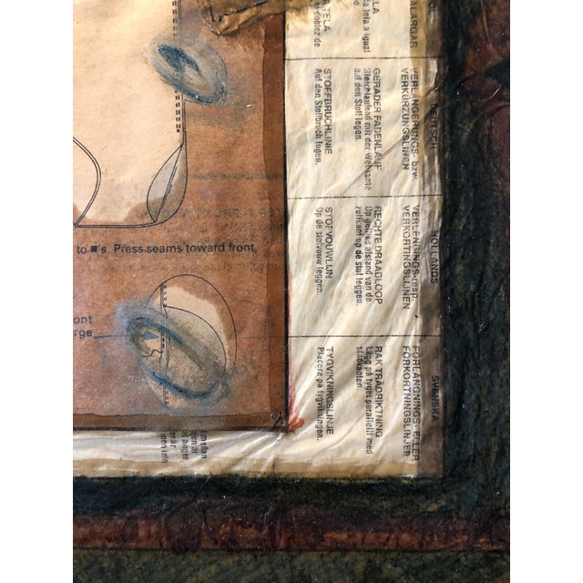 Angel Wings Mixed Media Collage Painting Assemblage Piece Stitched and Sewn For Sale In Miami - Image 6 of 8