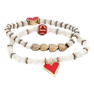 Valentines Love Red Heart Bracelet Set For Sale
