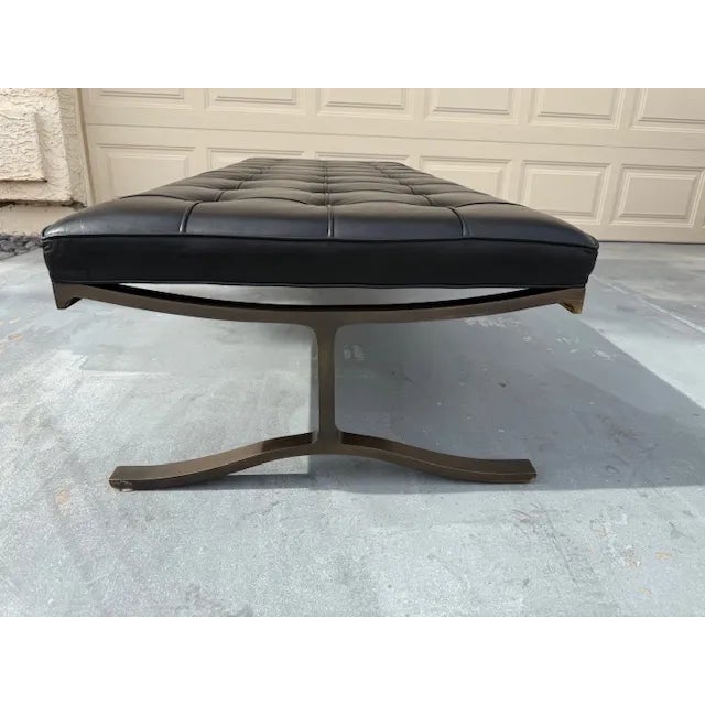 1960's Era Original Tufted Black Leather with Bronze base Nicos Zographos Daybed or Bench. Piece is in amazing condition...