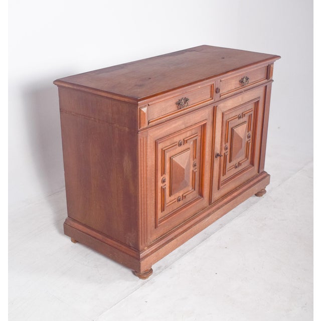 Antique European Oak Sideboard with Padded Doors For Sale - Image 11 of 13