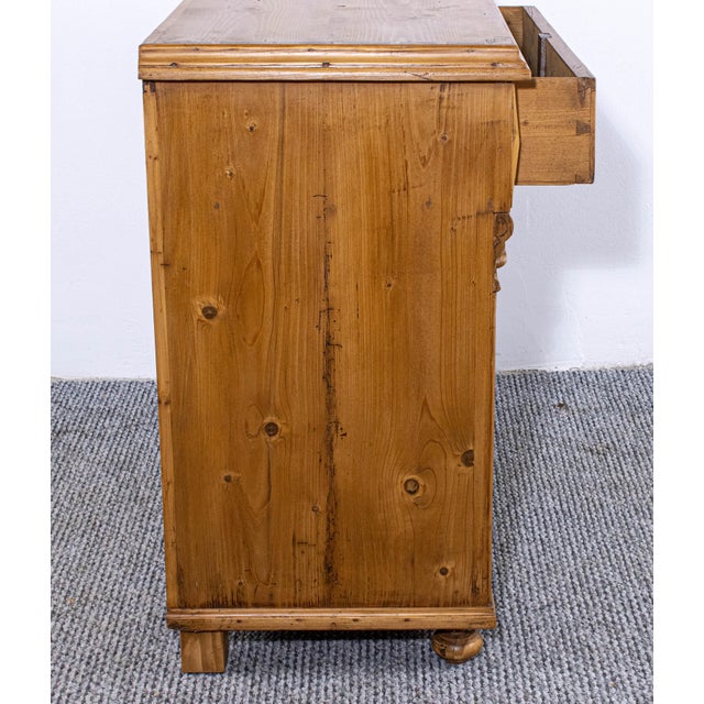 Rustic Antique Waxed Stripped Pine Dresser Base Cabinet, Late 19th Century For Sale - Image 3 of 10