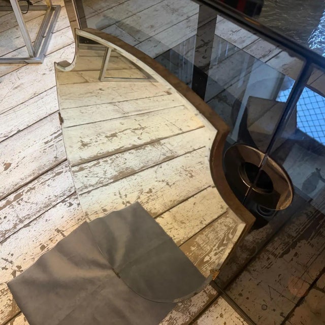 Metal An Iconic 1950s Mid-Century Modern Gio Ponti Style Shield Italian Wall Mirror For Sale - Image 7 of 14