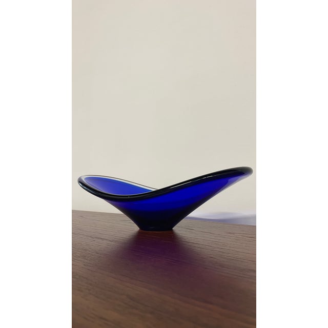 Mid-Century Sculptural Blue Art Glass Dish, 1960s For Sale - Image 14 of 14