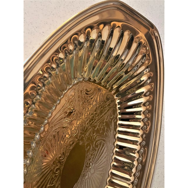 Metal Vintage Gold Bread Tray or Cookies or Crackers For Sale - Image 7 of 11