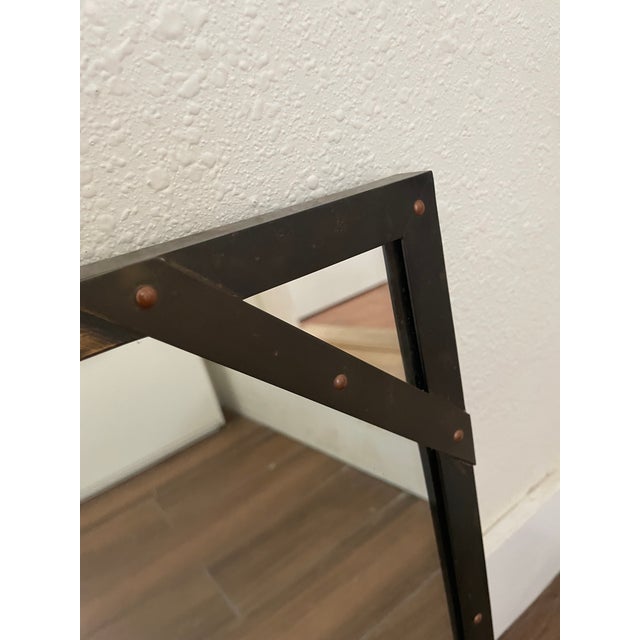 Sarreid Ltd. Vintage Sarreid Ltd. Patinated Brass Studded Wall Mirror, Mid-Century Modern, C. 1960s For Sale - Image 4 of 8