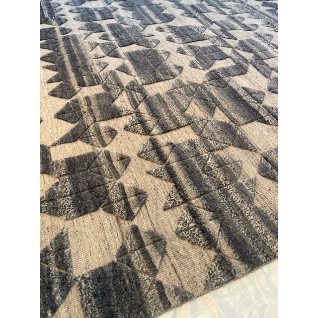 Asian Brooklyn Hand Knotted Wool Rug, Ivory/Light Blue - 12' x 15' For Sale - Image 3 of 5