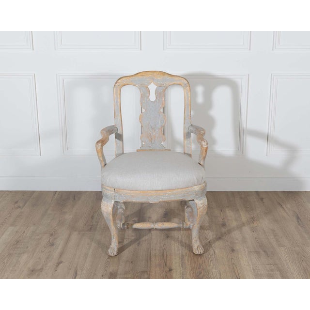 Pair of Swedish Rococo Carved Armchairs with Original Patina For Sale - Image 13 of 16