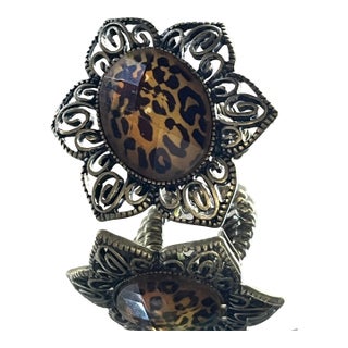 Y2k Leopard-Print Cocktail Ring For Sale