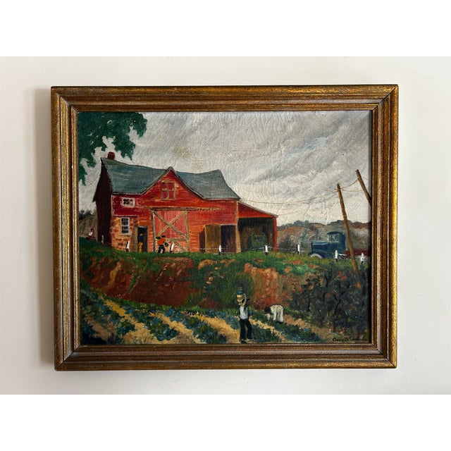 Impressionist Antique Impressionist Oil Painting of Farm Plantation by Grace Edwards For Sale - Image 3 of 12