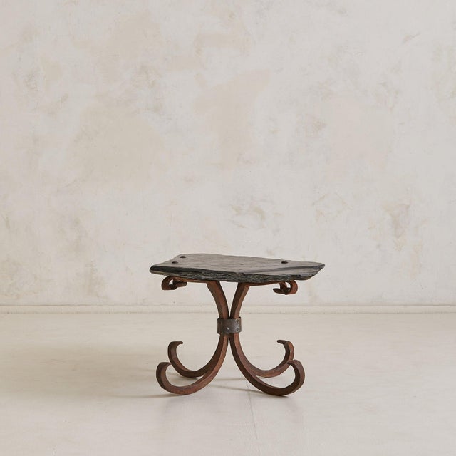 Contemporary Italian Iron Coffee Table with Organic Slate Top, 1970s For Sale - Image 3 of 10