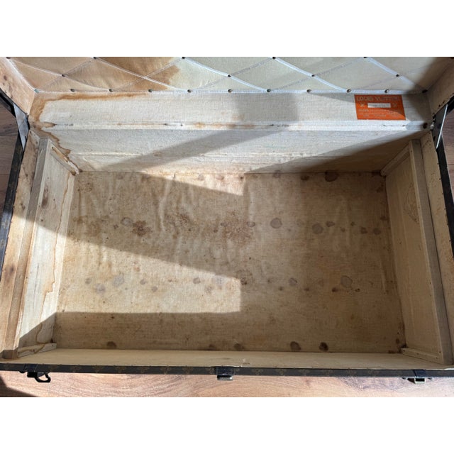 1910s Antique Louis Vuitton Monogram Canvas Cabin 100 Trunk, Black Lacquered Iron Hardware, Dated 1911, Monogrammed v.b.n [Ll] For Sale - Image 5 of 12