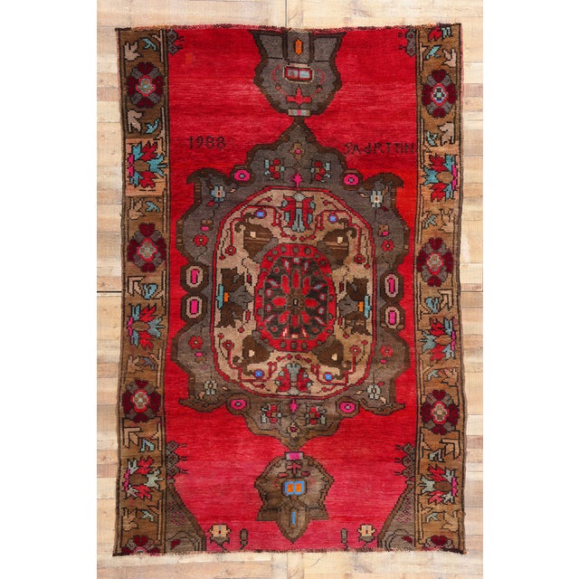 Vintage Red Turkish Kars Rug - 07'01 X 10'05 For Sale - Image 9 of 9