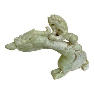 Archaistic Serpentine Carving of Dragon and Pixiu For Sale