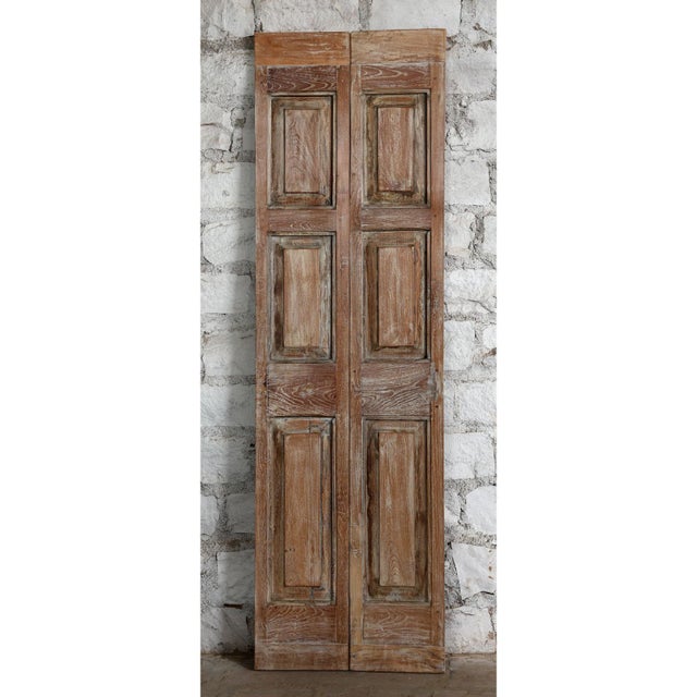 Antique 6-Panel Carved Wood Sliding Barn Door | Rustic Farmhouse Accent 80x24 For Sale - Image 4 of 5