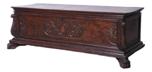 17th Century Carved Walnut Chest, Italy, 1890s